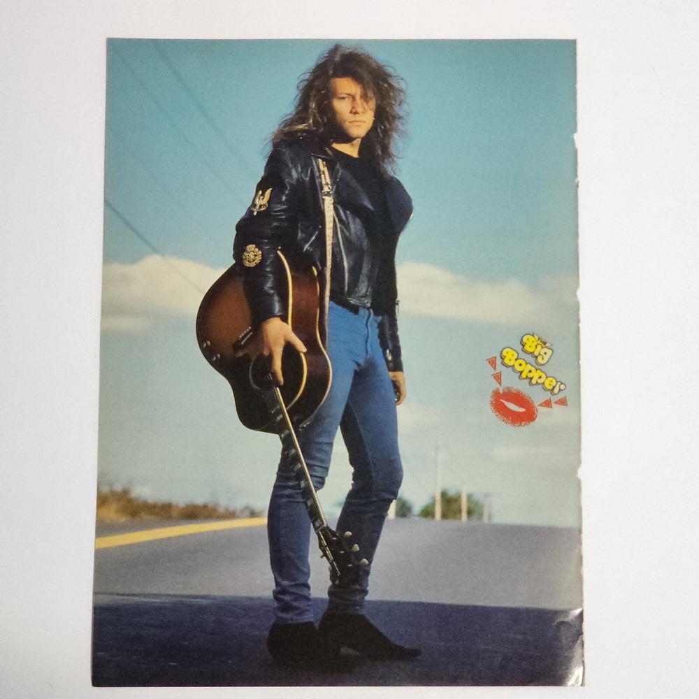 Jon Bon Jovi Guitar Poster Pinup Clipping Vintage 8x10 Early 90s Big Bopper